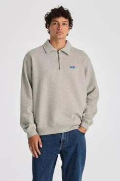 Collar Fleece Sweat Grey Marle