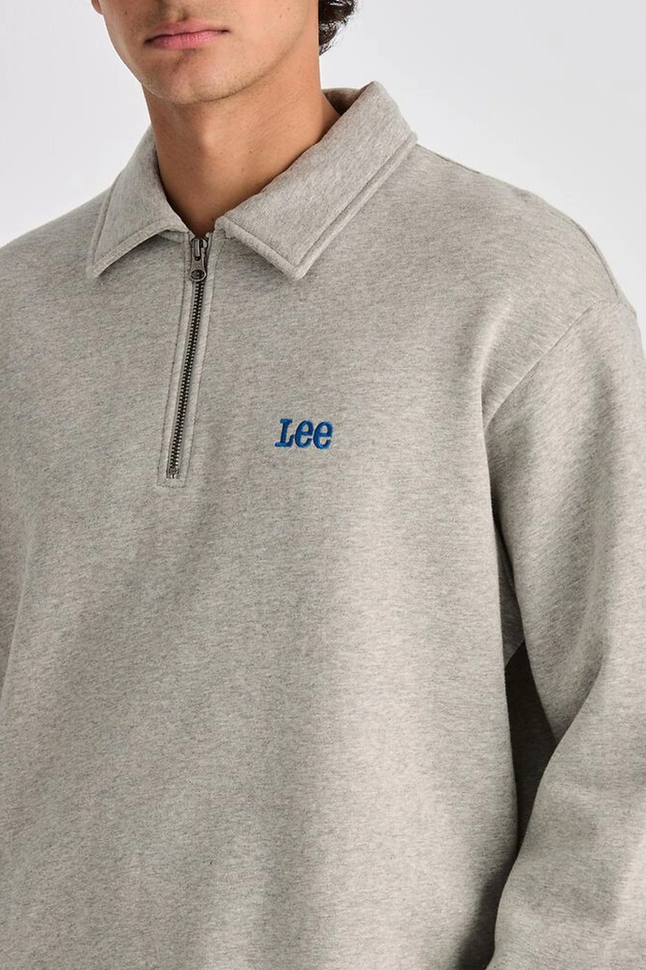 Collar Fleece Sweat Grey Marle 5 Collar Fleece Sweat Grey Marle - Image 4