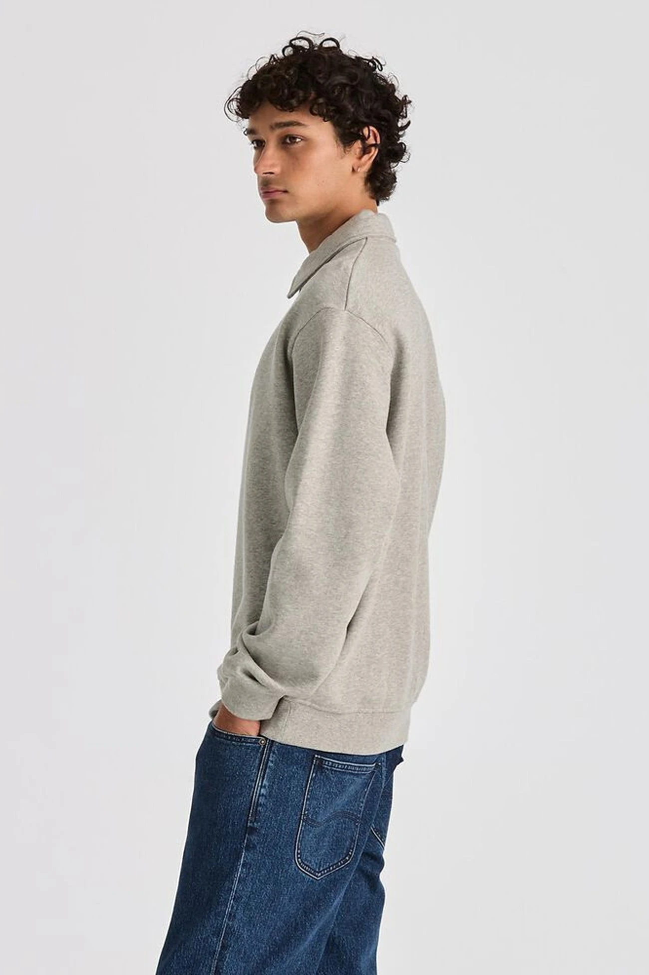 Collar Fleece Sweat Grey Marle 4 Collar Fleece Sweat Grey Marle - Image 3