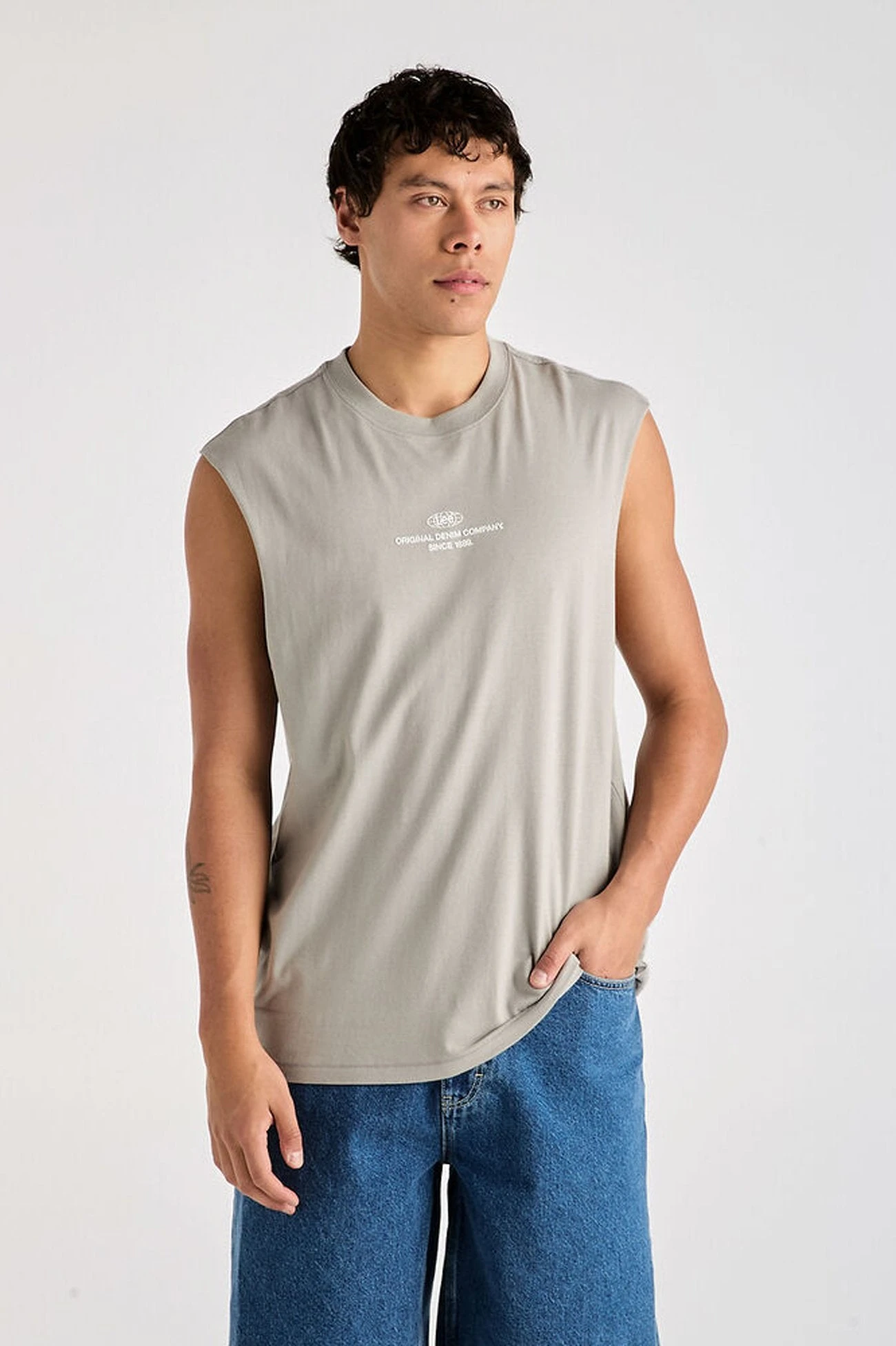Lee Denim Co Muscle Tee Stone Steel 3 Lee Denim Co Muscle Tee Stone Steel