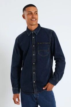 Long Sleeve Lazy Denim Shirt - Stonewash(Long Sleeve Lazy Denim Shirt Stonewash 41417102)