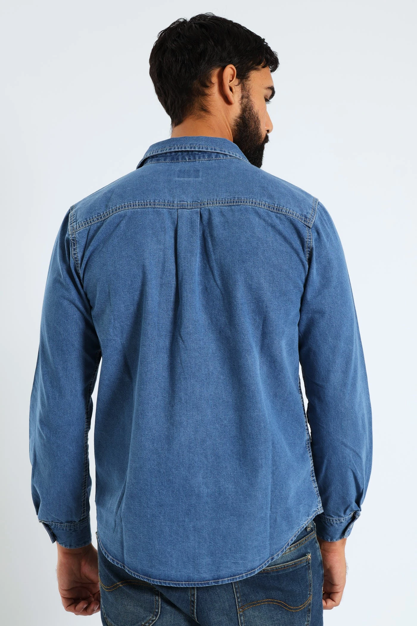 Long Sleeve Lazy Denim Shirt - Medium Wash(Long Sleeve Lazy Denim Shirt Medium Wash 41417101) 6 Long Sleeve Lazy Denim Shirt - Medium Wash(Long Sleeve Lazy Denim Shirt Medium Wash 41417101) - Image 4