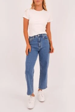 Lee High Straight Crop Jean Cobalt Blue
