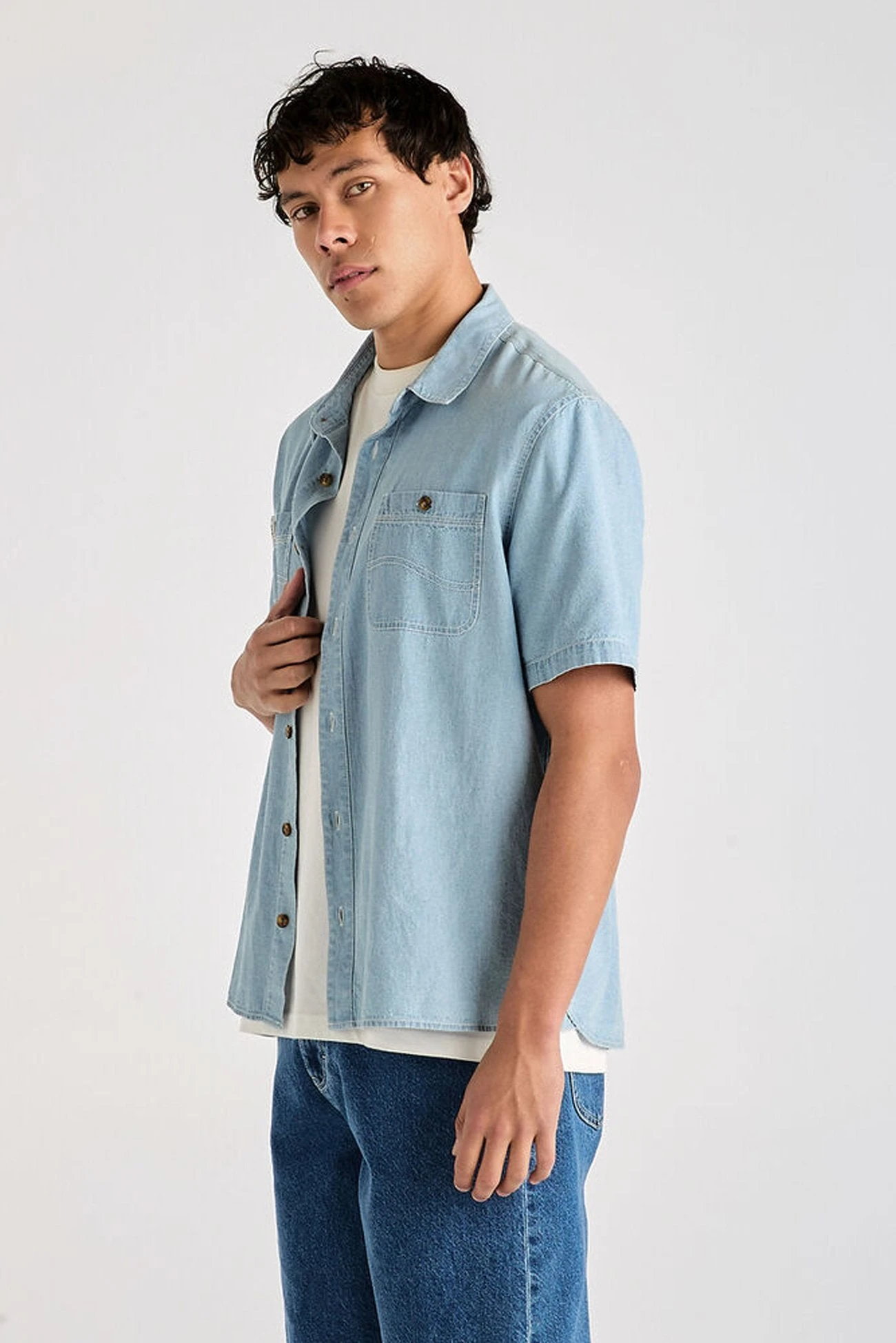 Lee Workers Short Sleeve Shirt Washed Chambray 5 Lee Workers Short Sleeve Shirt Washed Chambray - Image 3