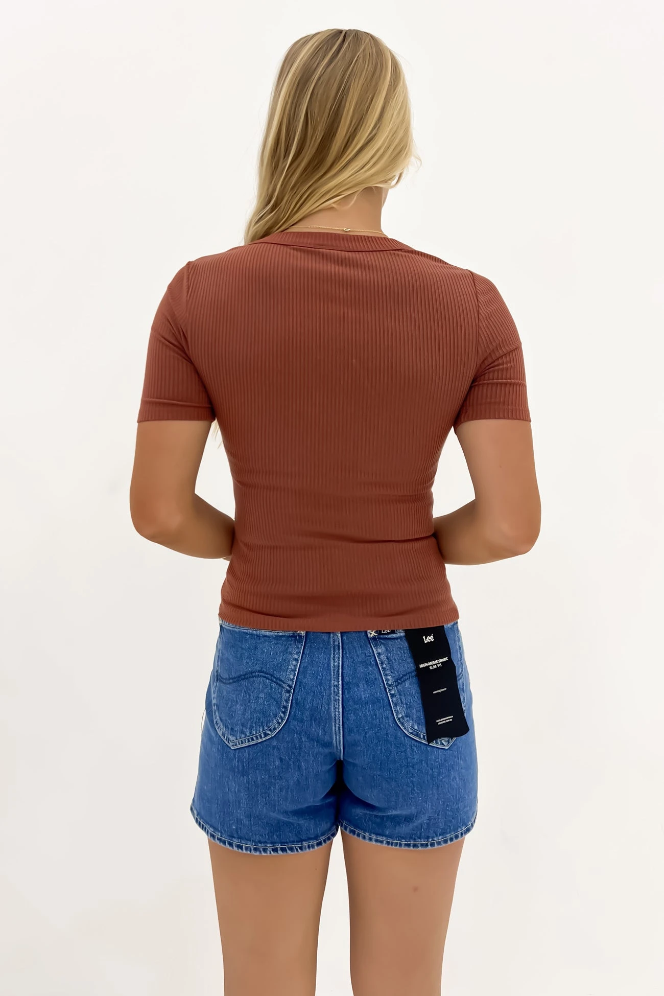 Lee Scoop Slim Rib Tee Terracotta 4 Lee Scoop Slim Rib Tee Terracotta - Image 2
